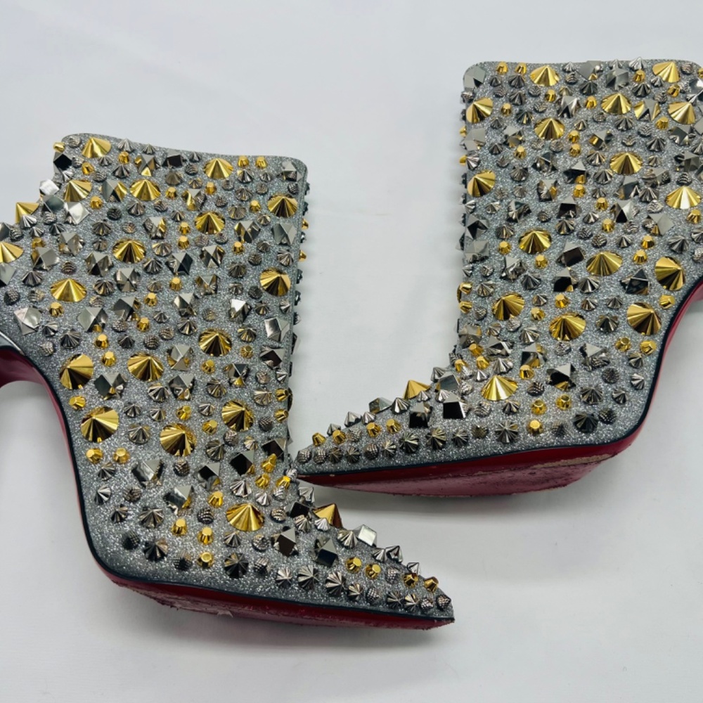 Christian Louboutin SO Full Kate 100 Calf Glitter Specchio H Boots Heels - Picture 11 of 14